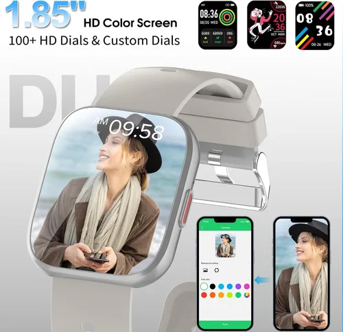 Miniatura 5 de Reloj inteligente aycy para hombres y mujeres, Bluetooth, función de llamada, pantalla táctil HD de 1.85", reloj de fitness con monitor de sueño