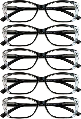 Miniatura 9 de VisionGlobal 5 Pairs Reading Glasses with Spring Hinge, Blue Light Blocking Glasses for Women/Men Color Grace-5