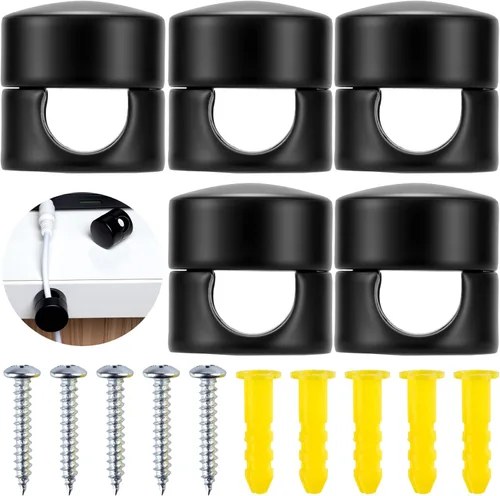 Miniatura 10 de SmallCat 6 juegos de soportes de cargador para cables, soportes de anclaje de cable ajustables negros, clips de cable de metal adhesivos