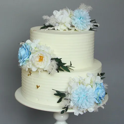 Miniatura 5 de Rinlong 3 piezas de decoración de pastel de flores azules para bebé, decoraciones de pastel, topper de pastel para boda, decoración de pastel