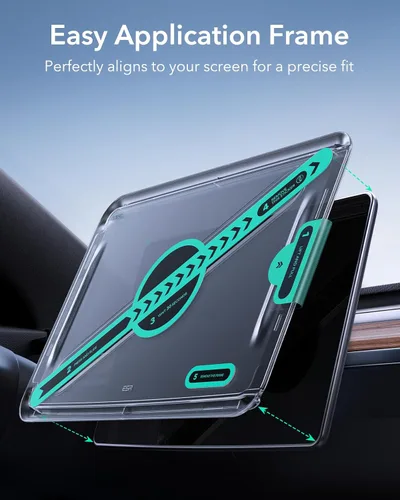 Miniatura 3 de ESR Protector de pantalla de vidrio templado para Tesla Model 3 Highland (2024), película de vidrio mate con kit de alineación, resistente a