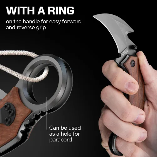 Miniatura 5 de Cuchillo de bolsillo para hombres – Cuchillo plegable Karambit – Acero afilado 440C, hoja de garra de tigre – Cuchillos de bolsillo grabados