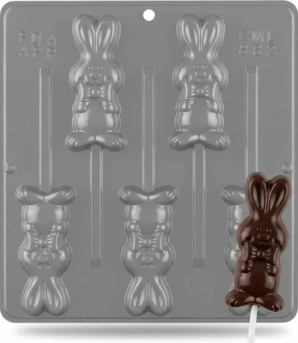 Miniatura 5 de Molde de caramelo de chocolate con piruleta de conejo de Pascua 882