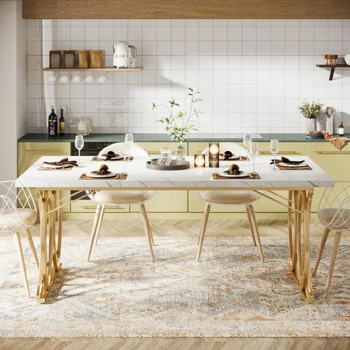 Miniatura 5 de Tribesigns Mesa de comedor moderna, mesa grande de cocina de 63" para 4-6 personas, mesa de cena rectangular única para cocina y muebles de comedor
