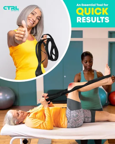 Miniatura 7 de Correa elástica de yoga no elástica con bucles, banda elástica para terapia física, bandas elásticas para ejercicio y flexibilidad, correa elástica