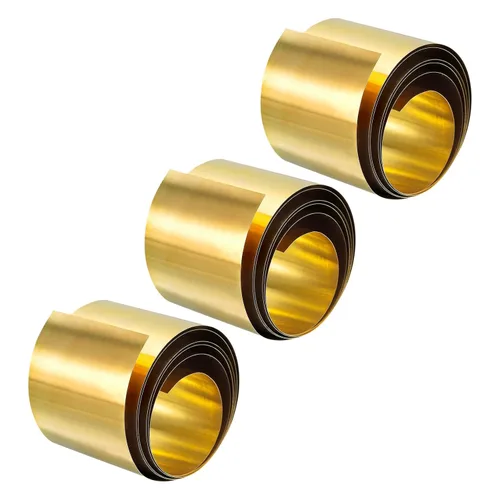 Miniatura 22 de uxcell Rollo de hoja de latón, placa de hoja de metal 1000 mm x 25 mm x 0,2 mm 2 piezas