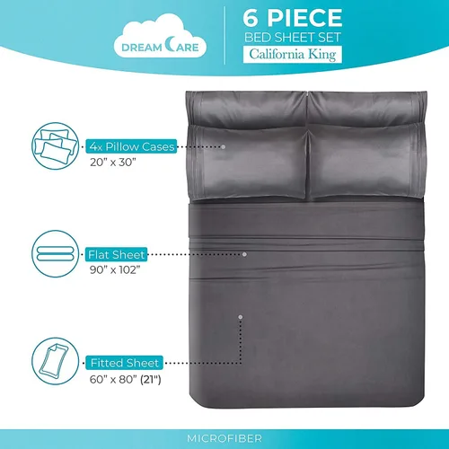 Miniatura 326 de DREAMCARE Juego de sábanas Queen – 6 piezas Sábanas de enfriamiento – hasta 15” Sábanas profundas tamaño Queen – Colección 2500 Supreme – Extra 03