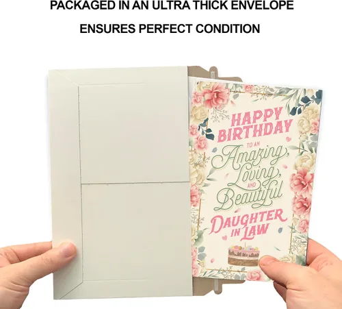Miniatura 5 de Prime Greetings Tarjeta de cumpleaños para nuera, hecha en Estados Unidos, ecológica, cartulina gruesa con sobre premium de 5 x 7.75 pulgadas