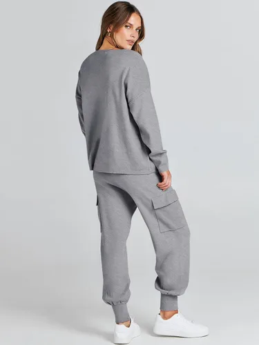 Miniatura 4 de Caracilia Conjunto de dos piezas para mujer, suéter de punto de manga larga y pantalones deportivos tipo cargo