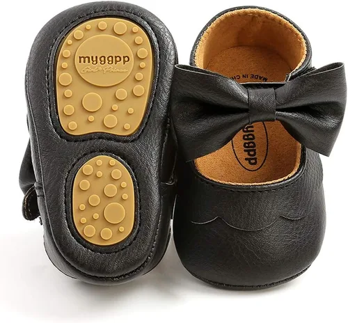 LAFEGEN Zapatos planos Mary Jane para bebés y niñas con Bownot, suela suave, suela suave, piel sintética, recién nacidos, para primeros pasos,