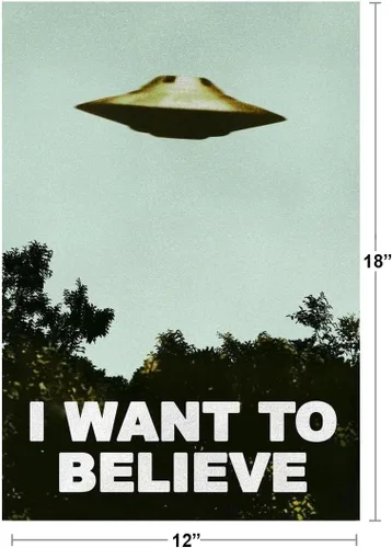Miniatura 3 de Póster fotográfico con texto en inglés "I Want to Believe" (Quiero creer en el programa de televisión OVNI Flying On Earth), de ciencia ficción
