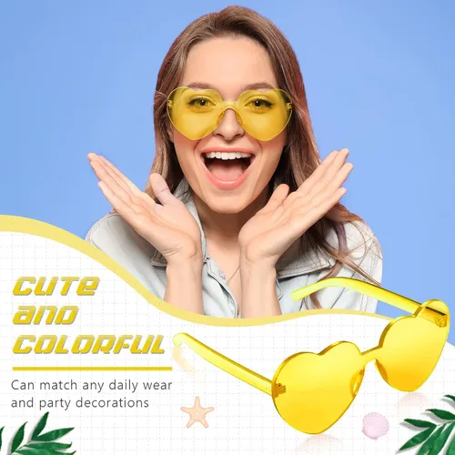 Miniatura 5 de RTBOFY Heart Sunglasses for Fashion Party Queen Style, Rimless Heart Shaped Sunglasses for Women Party Favor