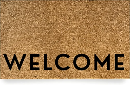 NICKEL DESIGNS Modern Welcome Doormat, 18 x 30 Inch, Heavy Duty Natural Coir Fibers, UV and Weather Resistant, Modern Porch Decor, Simple and Bold