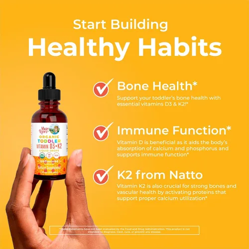 Miniatura 5 de MaryRuth Organics Vitamina D3 Vitamina K2 Gotas de vitamina D3 K2 Suplemento líquido de vitamina K2 D3 para niños pequeños Suplemento