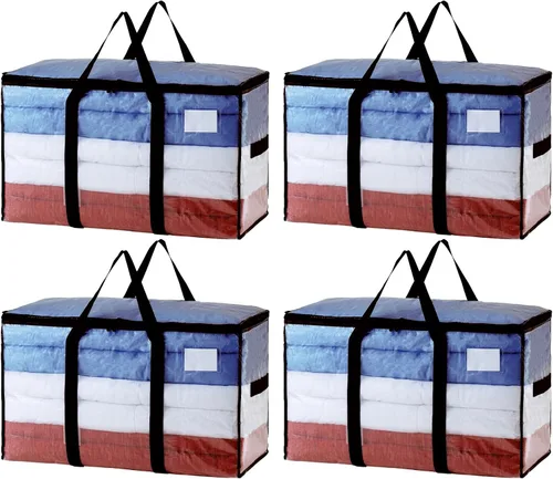 Miniatura 27 de TAILI - Bolsas de mudanza extra grandes, paquete de 10 bolsas negras resistentes para almacenamiento con ventana visible, asas envolventes
