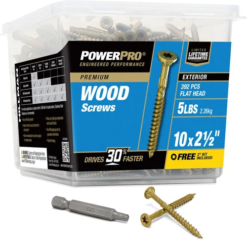 Miniatura 16 de Power Pro Tornillos de madera para exteriores de alta calidad, tornillos de cubierta multiusos #10 x 5 pulgadas para proyectos al aire libre, broca