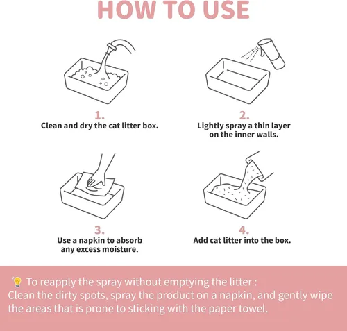 Miniatura 5 de Lady N Spray de revestimiento antiadherente para caja de arena para gatos y caja de arena autolimpiante Fórmula de cera de grado alimenticio, sin