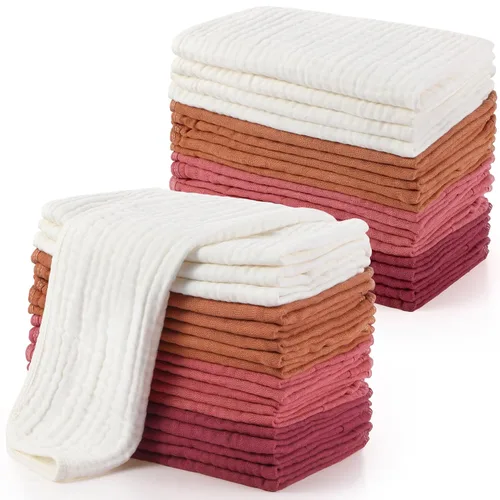Miniatura 19 de Buryeah Gasas de muselina, 20 piezas, grandes de 20 x 10 pulgadas, 100% algodón, 6 capas ultraabsorbentes y suaves, toallitas de mano para babeo