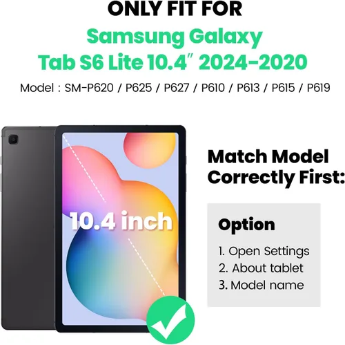 Miniatura 2 de SEYMAC - Funda protectora resistente a prueba de golpes para Samsung Galaxy Tab S6 Lite de 10.4 pulgadas 2024/2022/2020 (SM-P620/P610/P615), Negro