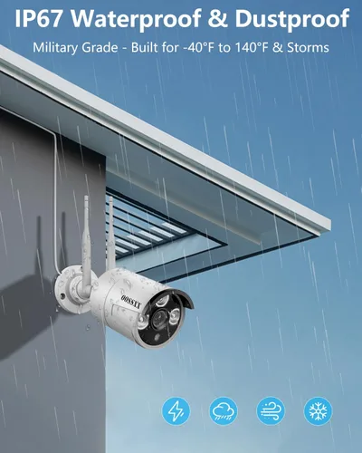 Miniatura 6 de Sistema de cámara de seguridad inalámbrica, monitor IPS NVR de 10 canales de 10 pulgadas con 4 cámaras WiFi de 3MP y disco duro de 1 TB, doble banda