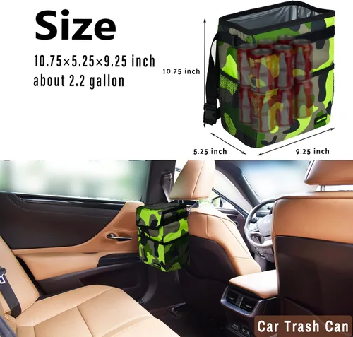 Miniatura 3 de SIBOFUEGO Bonito bote de basura para automóvil con tapa, contenedor de basura plegable multiusos para automóvil, organizador a prueba de fugas, bote