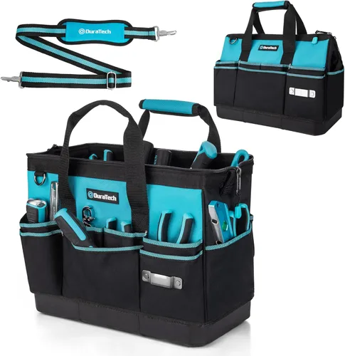 Miniatura 8 de DURATECH Bolsa de herramientas portátil de 13 pulgadas con 9 bolsillos, bolsas de herramientas para hombres y mujeres, bolsa de herramientas