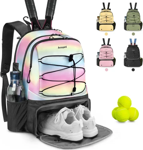 Miniatura 12 de Mochila de Tenis Arcoyard con Capacidad para 2 Raquetas, Bolsas de Tenis Profesionales para Mujeres, Mochila de Tenis con Compartimento Ventilado