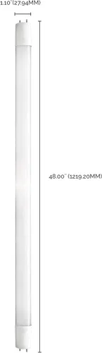 Miniatura 7 de Satco Tubo lineal LED T8 de 17 vatios de 4 pies, 120-277 voltios, 5000 K, brillo de 2200 lúmenes, base mediana de dos pines G13, derivación