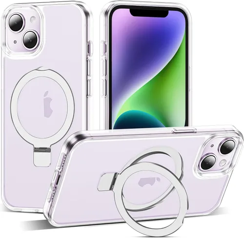Miniatura 185 de SKYLMW – Funda compatible con iPhone 12 Pro Max y iPhone 13 Pro Max con soporte magnético invisible tipo anillo, fundas translúcidas para teléfonos