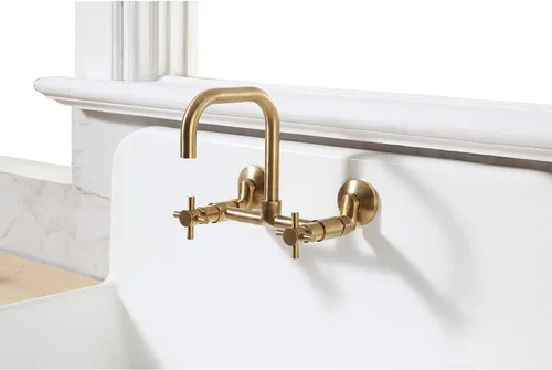 Miniatura 12 de Kingston Brass Concord - Grifo de cocina ajustable de 8 pulgadas para montaje en pared, latón cepillado