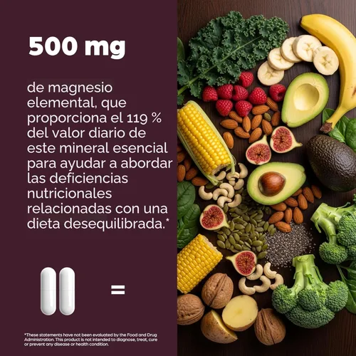 Miniatura 7 de Complejo completo de magnesio de 500 mg para mujeres y hombres 120 cápsulas Suplemento Mag 6 en 1 con zinc Calidad del sueño y salud muscular