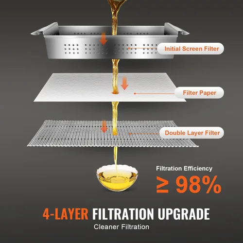Miniatura 3 de VEVOR Filtro para freidora profunda de 18 L/44 LBS/5.8 galones, sistema de filtro de aceite para freír máquina de 300 W, filtro de aceite