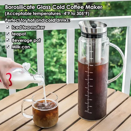 Miniatura 6 de Aquach Cafetera de café frío y té helado de 68 onzas – Tapa hermética para frescura hasta 2 semanas, apta para lavavajillas