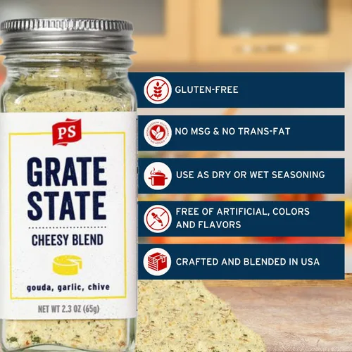 Miniatura 3 de PS Seasoning Grate State - Mezcla de condimentos de queso multiusos para aperitivos, pasta, palomitas de maíz, nachos, pan de ajo, cobertura
