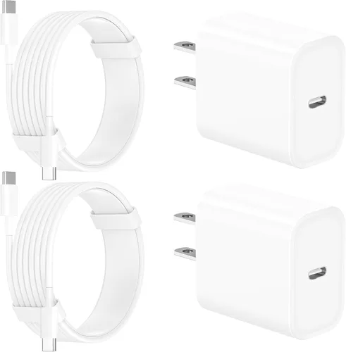 Miniatura 14 de [Certificado MFi de Apple] Cargador para iPhone 17 de carga rápida, Linocell 4 unidades de 60 W, cargador USB C de doble puerto, adaptador de Blanco