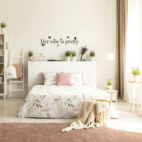 Miniatura 5 de Her Vibe is Pretty - Calcomanía para pared, diseño de mariposas vívidas, citas inspiradoras, positivas, para mujer, oficina, 31.5 x 9.4 pulgadas