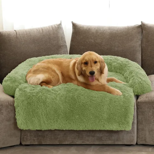 Miniatura 32 de Cama calmante para perro, tapete de felpa esponjoso para perros con protector de muebles con funda extraíble lavable para perros y gatos grandes