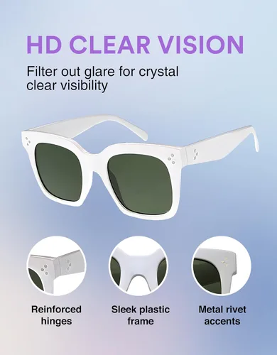 Miniatura 48 de zeroUV - Gafas de sol cuadradas retro de moda de gran tamaño para mujer estilo vintage 1.969 pulgadas