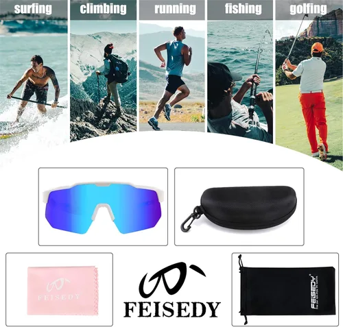 Miniatura 7 de FEISEDY Gafas de sol deportivas de ciclismo para hombres y mujeres, con protección UV400, para béisbol, pesca, golf, B0069