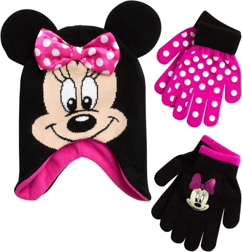 Disney Girls Minnie Mouse and Vampirina Winter Hat and 2 Pair Mitten or Glove Set (ToddlerLittle Girl)