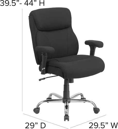 Miniatura 3 de Flash Furniture HERCULES Series Big & Tall - Silla de oficina ergonómica de tela negra de 400 libras con costuras de línea y brazos ajustables