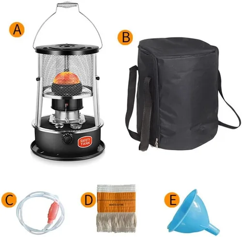 Miniatura 2 de Calentador de estufa de queroseno con bolsa de estufa, calentador de aceite portátil de acero inoxidable, ligero de 4.5 L, calentadores de queroseno