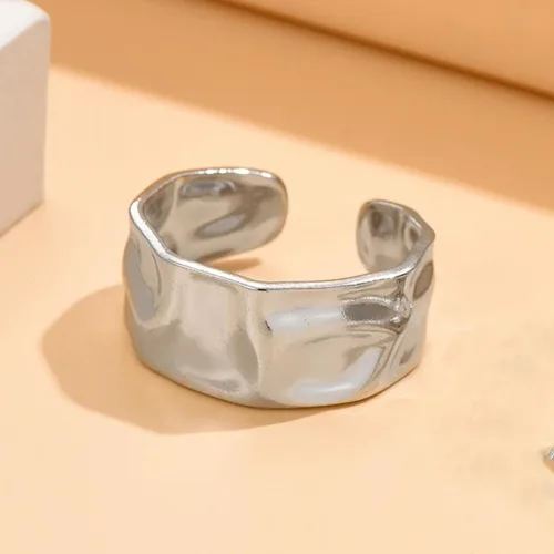 Miniatura 37 de Anillo de plata de ley 925, minimalista, ajustable, hecho a mano, para mujeres y niñas
