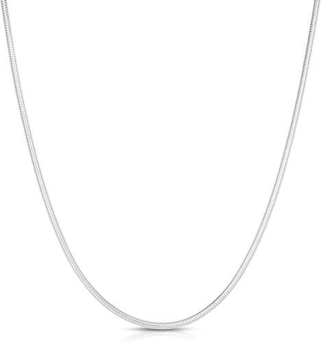 Miniatura 17 de Plata de ley 0.079 in (2 mm), 0.098 in (2.5 mm), 0.118 in (3 mm), 0.157 in (4 mm), 0.197 in (5 mm), cadena de serpiente redonda, collar de cadena