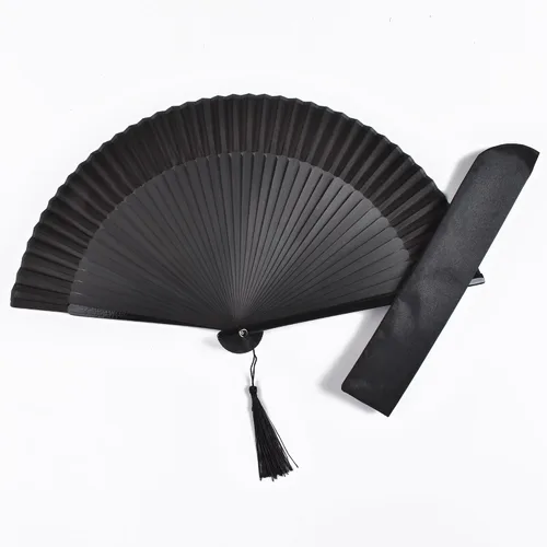 Abanico decorativo plegable estilo vintage retro, regalo para mujer 8.3 in, con marco de bambú y seda con una funda de tela para protección