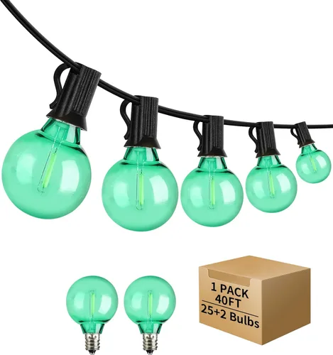 Miniatura 10 de Guirnalda de luces LED para exteriores de 40 pies, impermeable, globo LED G40, iluminación al aire libre para patio con 27 bombillas Edison vintage