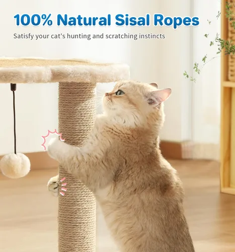 Miniatura 4 de Made4Pets - Poste rascador para gatos, autocuidado para gatos de interior, perca suave para descansar, rascador de sisal natural de 17.5 pulgadas