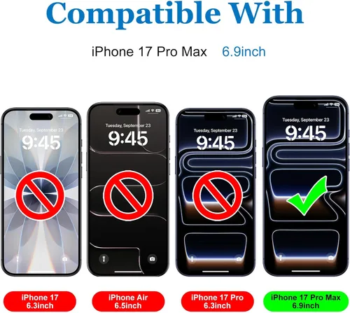 Miniatura 6 de Mothca Paquete de 2 protectores de pantalla de vidrio mate de cobertura completa para iPhone 17 Pro Max de 6.9 pulgadas, antirreflejos, antihuellas
