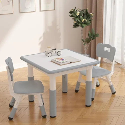 Miniatura 3 de GAOMON - Juego de mesa y 2 sillas para niños con escritorio de graffiti, juego de mesa y sillas ajustables en altura para niños pequeños para leer