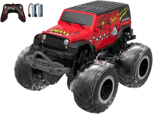 Miniatura 12 de STEMTRON - Coche de control remoto anfibio 2.4 GHz 1:20, vehículo RC todo terreno fuera de carretera, juguetes de piscina, barco de control remoto